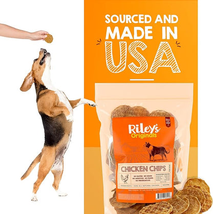 Riley's Waffles Chicken Chips for Dogs - USA Sourced Chicken Dog Treats Single Ingredient - Dehydrated Chicken Jerky for Dogs Made in USA Only - 16 oz