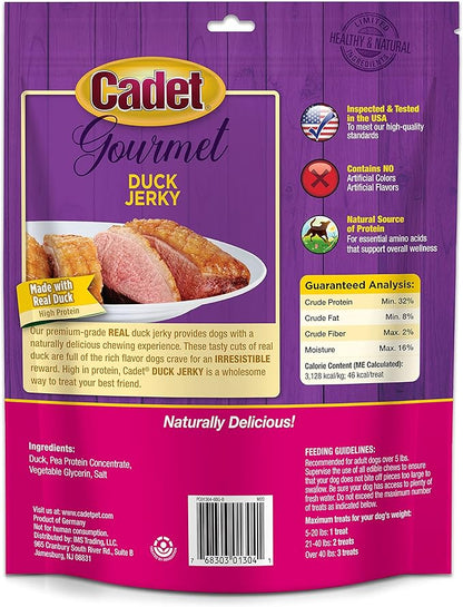 Cadet Gourmet Duck Jerky Dog Treats - Healthy & Natural Duck Dog Training Treats for Small & Large Dogs - Inspected & Tested in USA (14 oz.)