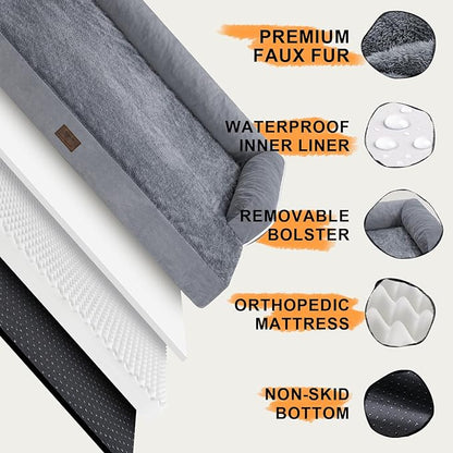 Large Dog Bed Orthopedic Washable, Medium Large XXXLarge Dogs, Orthopedic Dog Bed with Waterproof Cover and Removable Egg Foam, Couch Bed Bolster