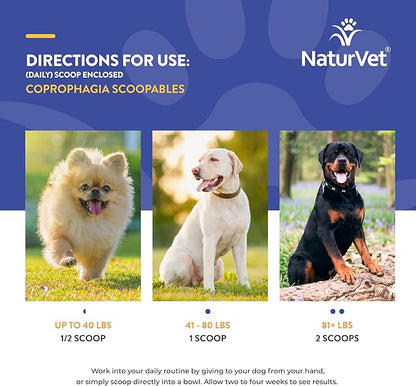 NaturVet Scoopables Coprophagia for Dogs - No Poop Eating for Dogs - Stool Eating Deterrent Supplement with Probiotic & Digestive Enzymes - Hickory Smoked Bacon Flavored | 11oz Bag