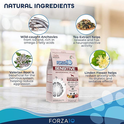 Forza10 Sensitive Behavioral Dry Dog Food, Grain Free Chicken Free Anxiety Veterinarian Recommended No Prescription, Fish Flavor, 25 Pound, Adult Dog