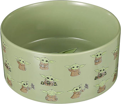 STAR WARS The Mandalorian Baby Yoda Ceramic Dog Bowl, 3.5 Cups | Meal Time Dog Food Bowl, Green Dog Bowl with Baby Yoda | Dog Water Bowl for Dry Food or Wet Food,1 Count (Pack of 1),FF16627
