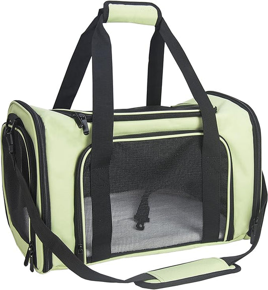 Soft Sided Carrier for Small Medium Cats Dogs,TSA Airline Approved Collapsible Travel Pet Carrier Medium Green