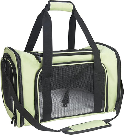Soft Sided Carrier for Small Medium Cats Dogs,Removable Pad Collapsible Travel Pet Carrier Large Green