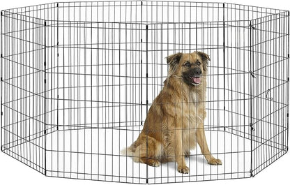 New World Pet Products 36" Foldable Black Metal Dog Exercise Pen No Door
