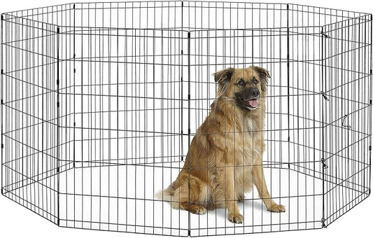 New World Pet Products 36" Foldable Black Metal Dog Exercise Pen No Door