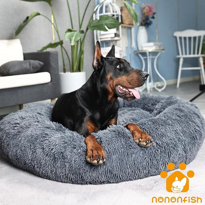 Dog Beds for Extra Large Dogs Calming Dog Bed Washable Fluffy Anti-Anxiety Round Pet Bed 45 Inches Detachable Dog Bed,Fits up to Large Dog