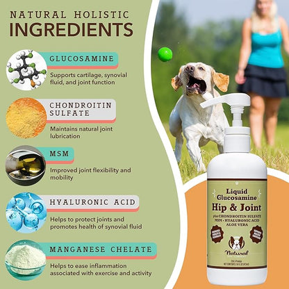 Natural Dog Company Liquid Glucosamine Hip & Joint Oil for Dogs, 16 oz, Extra Strength Cartilage and Joint Support, Helps Mobility and Eases Occasional Stiffness, Dog Vitamins and Supplements