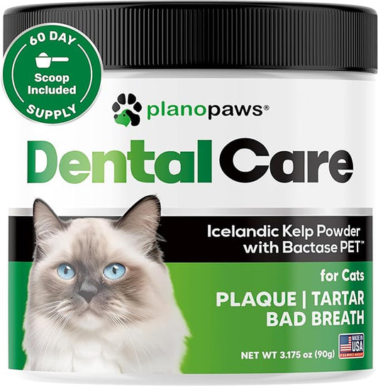 Cat Dental Care Powder - Easier Than Cat Toothpaste - Cat Dental Treat Alternative to Get Plaque Off - Cat Teeth Cleaning Powder with Bactase PET - Cat Breath Freshener for Cat Bad Breath - Oral Care