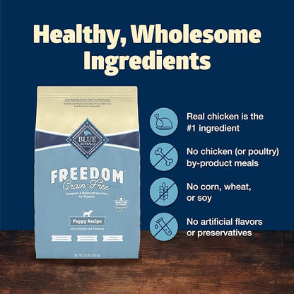 Blue Buffalo Freedom Grain-Free Puppy Dry Dog Food with DHA, Complete & Balanced Nutrition for Puppies, Made in the USA, Chicken & Potatoes, 24-lb. Bag