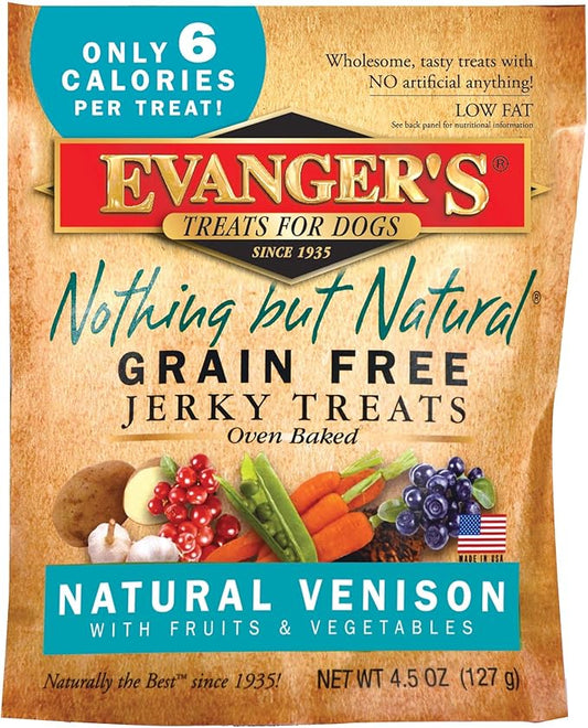 Evanger's Nothing But Natural Venison Jerky Treats for Dogs 4.5 oz Bag