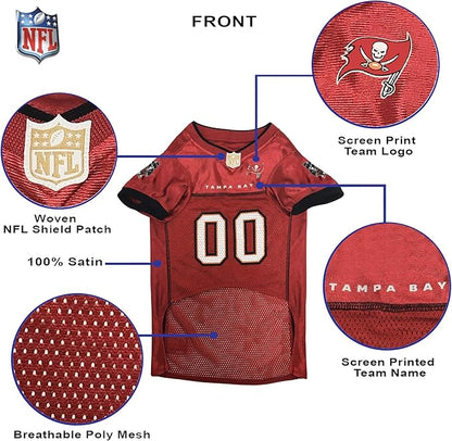 NFL Tampa Bay Buccaneers Dog Jersey, Size: Small. Best Football Jersey Costume for Dogs & Cats. Licensed Jersey Shirt