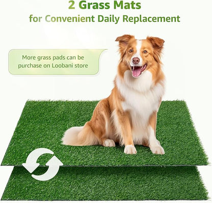 LOOBANI Dog Grass Pad with Tray Large, Indoor Dog Potties for Apartment and Patio Training, with 2 Packs Loobani Dog Grass Pee Pads for Replacement(Tray Potty 45 * 29inch)