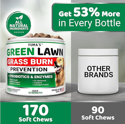 Dog Urine Neutralizer for Lawn - 170 Chews - Advanced Green Grass Savers for Dog Urine - Dog Pee Grass Neutralizer Supplement - Green Lawn Treats for Dogs with Probiotics and Digestive Enzymes