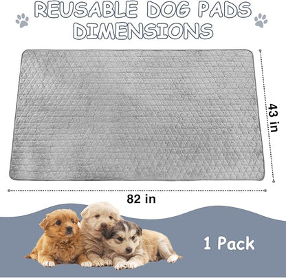 Fhiny Washable Pee Pads for Dogs, 43'' x 82'' Extra Large Reusable Puppy Pads Super Absorbent Dog Potty Pads Non-Slip Whelping Pads Leakproof Dog Training Mat for Playpen Crate Floor Sofa