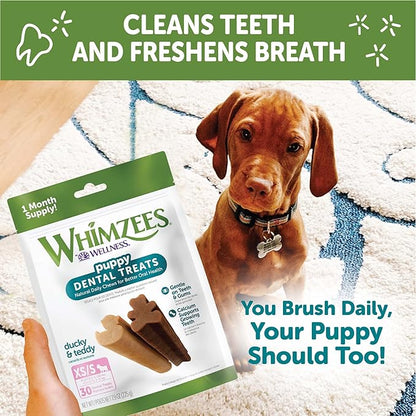 WHIMZEES by Wellness Puppy Natural Dental Chews for Dogs, Long Lasting Treats, Grain-Free, Freshens Breath, Extra Small/Small Breed, 30 count , 7.90 Ounce (Pack of 1)