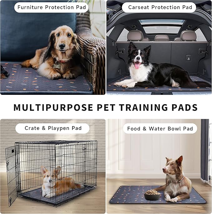 2-Pack Extra Large Reusable Dog Mat for Floor, Dog Playpen, Non-Slip Waterproof Dog Pee Pad, Super Absorbent Washable Pee Pads for Dogs, Pet Whelping Pads, Crate (36" x 41", Light Grey)