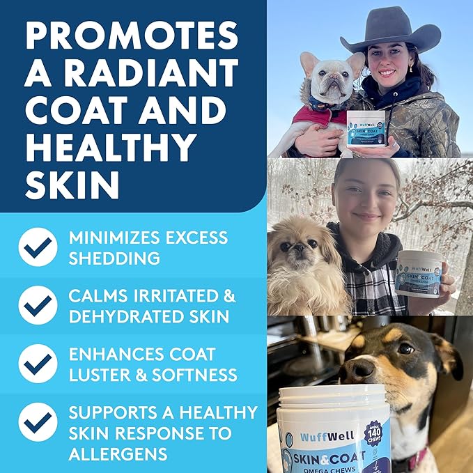 Omega 3 for Dogs with Salmon Oil 140ct - Dog Skin and Coat Supplement - Allergy and Itch Relief - Fish Oil for Dogs Chews - Dog Anti Shedding Supplement - Dry Skin Treatment - Made in USA