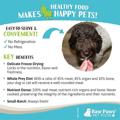 Raw Paws Freeze Dried Dog Food & Cat Food - Rabbit Recipe, 16-oz - Made in USA - Freeze-Dried Dog Food, Freeze Dried Raw Dog Food - Raw Dog Food Freeze Dried - Raw Food for Dogs, Freeze Dried Cat Food