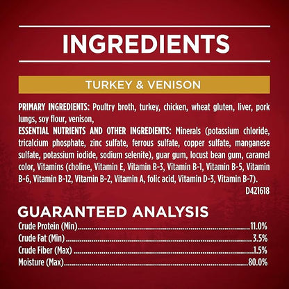 Purina ONE True Instinct Tender Cuts in Gravy with Real Turkey and Venison, and with Real Chicken and Duck High Protein Wet Dog Food Variety Pack - 13 Ounce (Pack of 6)