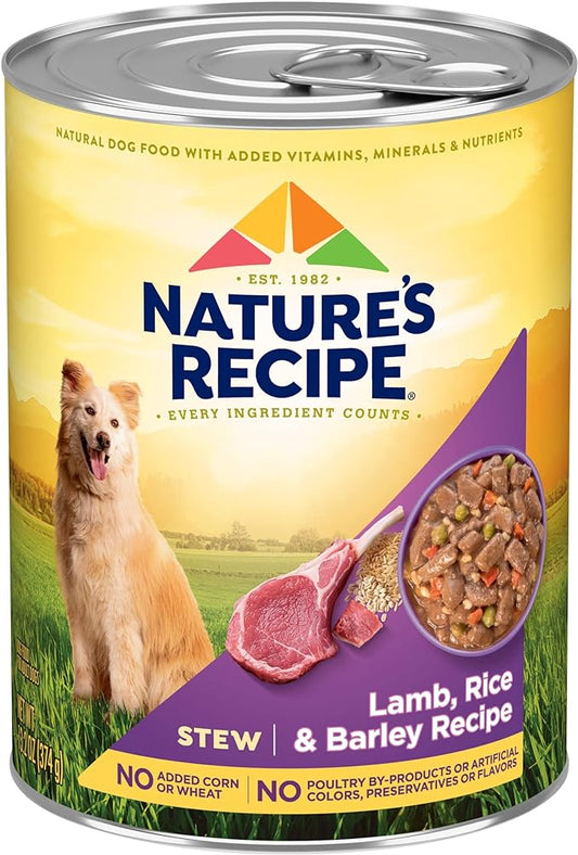 Nature’s Recipe Stew Lamb, Rice & Barley Recipe Wet Dog Food, 13.2 oz. Can, 12 Count