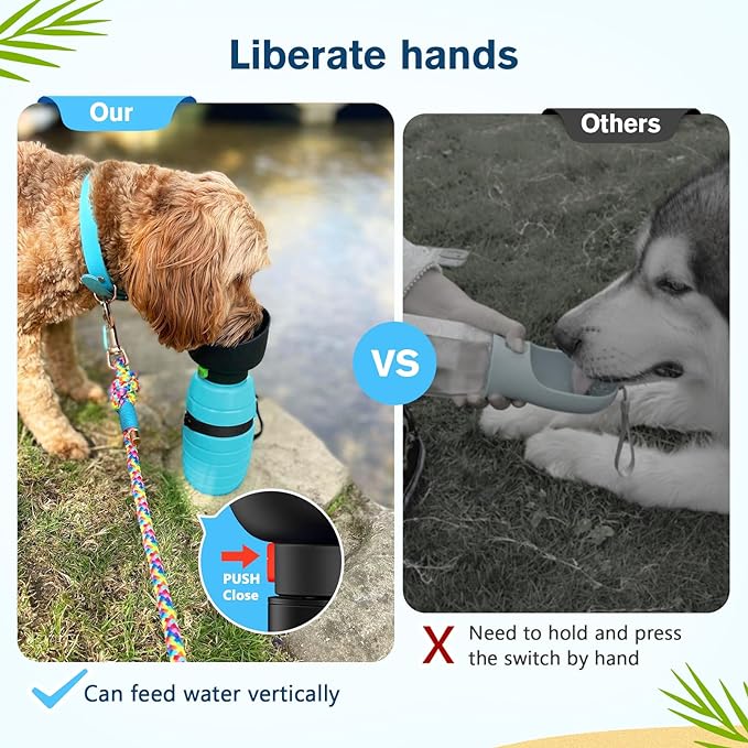 Pecute Portable 22 oz Dog Water Bottle, 2 in 1 Dog Water Bottle Bowl Leakproof with Double Seal, BPA FREE, Lightweight, Pet Water Bottel Dispenser for Outdoor Walking Triping Hiking Camping Travels