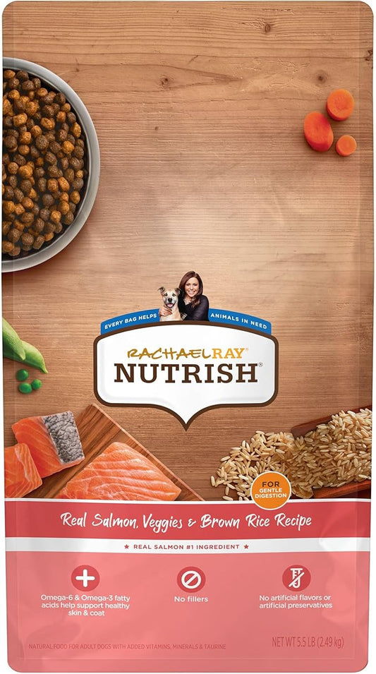 Nutrish Rachael Ray Real Salmon, Veggies & Brown Rice Recipe Dry Dog Food, 5.5 lb. Bag