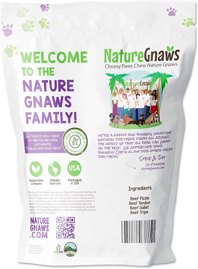 Nature Gnaws Variety Pack - Long Lasting Dog Chews for Dogs - Combo Pack of Bully Sticks, Beef Gullet and More - Dental Chews - Puppy Training Reward Large (12ct)