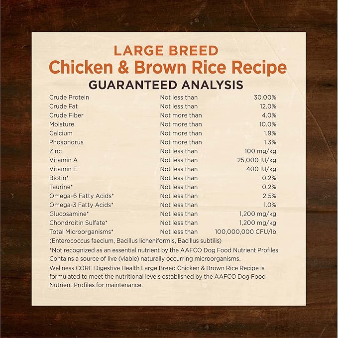 Wellness CORE Digestive Health Large Breed Chicken & Brown Rice Dry Dog Food, 24 Pound Bag
