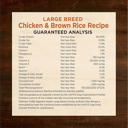 Wellness CORE Digestive Health Large Breed Chicken & Brown Rice Dry Dog Food, 24 Pound Bag
