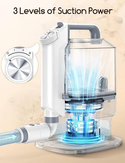 Meowant Dog Grooming Kit for Shedding with 3.2L Large Dust Cup, Pet Grooming Vacuum with 5 Proffesional Tools for Sheldding & Cleaning, 3 Mode Powerful Suction, Suitable for Dogs and Cats
