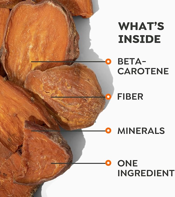 Petaluma Sweet Potato Dog Treats - Premium One-Ingredient Dog Jerky, Healthy Alternative to Meat, Organic Chews for Dogs, with Fiber and Beta-Carotene, Made in The USA, 12oz
