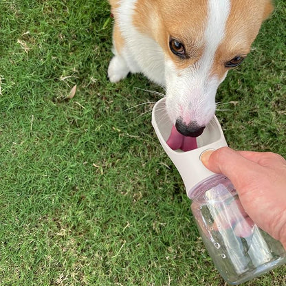 WePet Portable Dog Water Bottle with Food Container, 12 OZ + 6 OZ, Leak Proof Puppy Water Dispenser with Drinking Feeder for Pets Outdoor Walking, Hiking, Travel, Food Grade Plastic