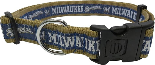 MLB Milwaukee Brewers Licensed PET COLLAR- Heavy-Duty, Strong, and Durable Dog Collar. Available in 29 Baseball Teams and 4 Sizes