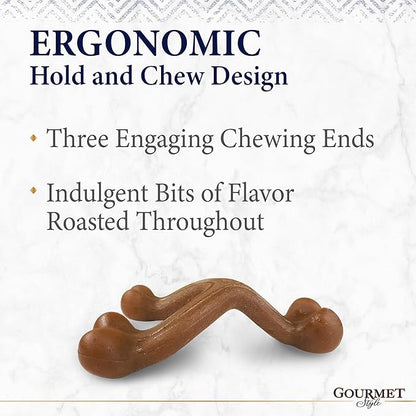 Nylabone Gourmet Style Strong Chew Wishbone Dog Chew Toy, Bacon Flavor, Small/Regular (1 Count)