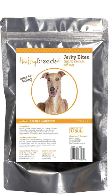 Healthy Breeds Italian Greyhound Jerky Bites Chicken & Rice Recipe Dog Treats 5 oz