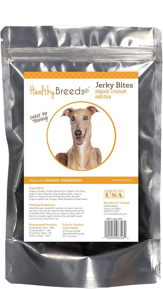 Healthy Breeds Italian Greyhound Jerky Bites Chicken & Rice Recipe Dog Treats 5 oz