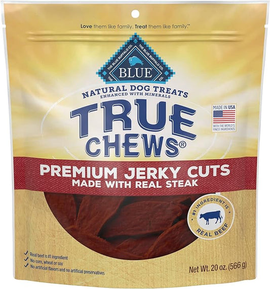 Blue Buffalo True Chews Premium Jerky Cuts Natural Dog Treats, Steak 20 oz bag