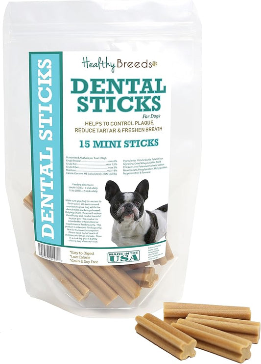 Healthy Breeds French Bulldog Dental Sticks Minis 15 Count
