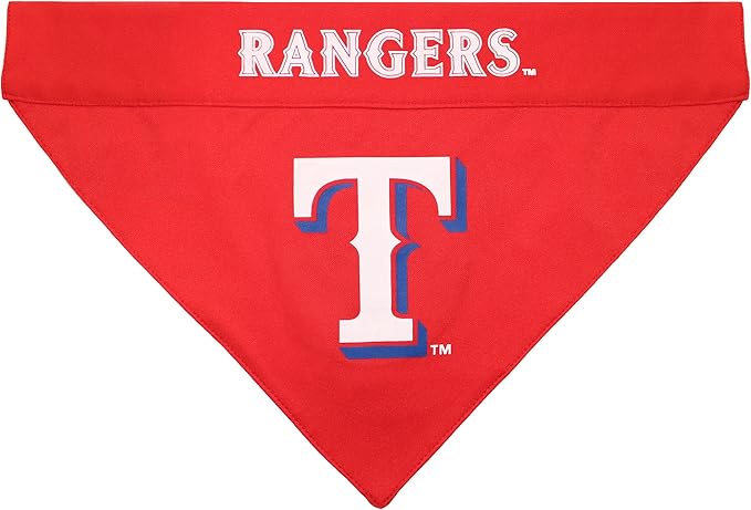 Pets First MLB Texas Rangers Reversible Bandana Size XX-Large for Dogs & Cats. 2 Sided Sports Bandana,Premium Embroidery Team Logo, All MLB Teams Available
