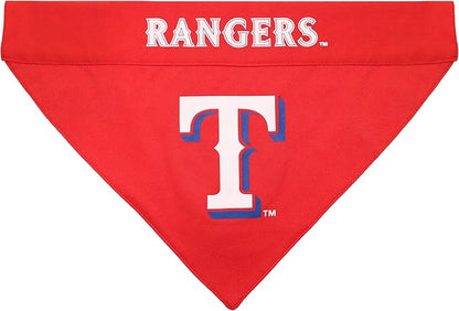 Pets First MLB Texas Rangers Reversible Bandana Size XX-Large for Dogs & Cats. 2 Sided Sports Bandana,Premium Embroidery Team Logo, All MLB Teams Available