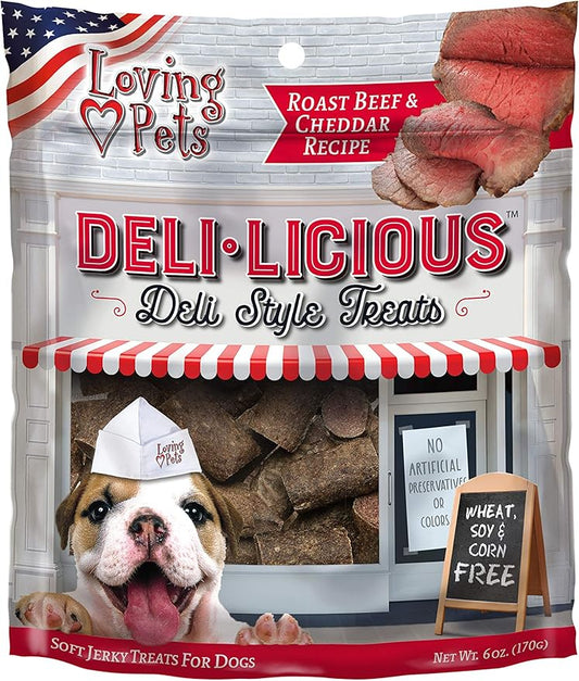 Loving Pets Deli-Licious Roast Beef & Cheddar Recipe Soft Jerky Dog Treats (6 Oz)