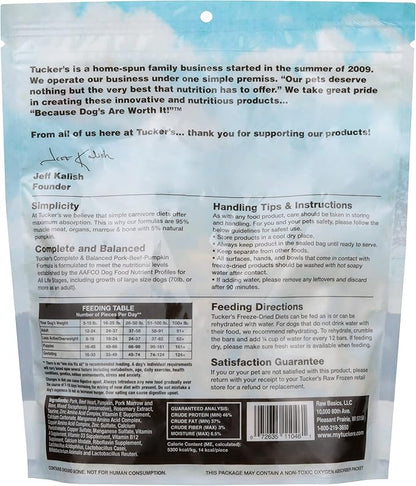 Tucker's Raw Frozen Freeze Dried Raw Dog Food, Pork, Beef & Pumpkin Formula 14oz