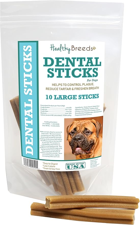 Healthy Breeds Bullmastiff Dental Sticks Large 10 Count