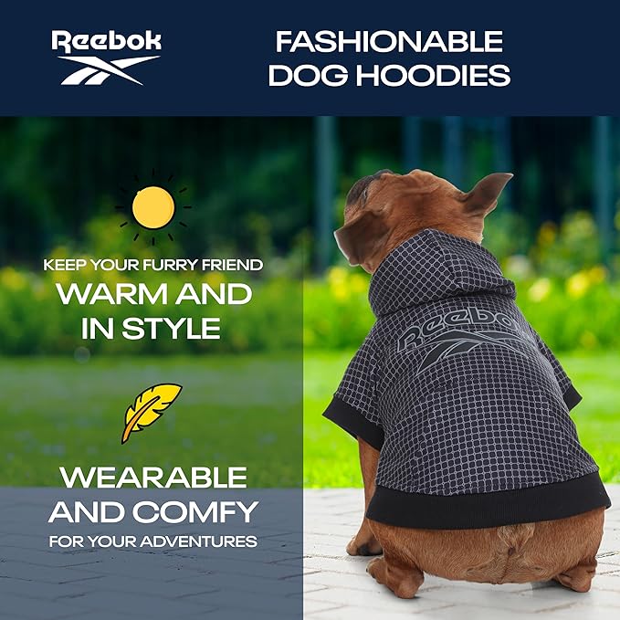 Reebok Dog Hoodie – Fleece Dog Sweater with Leash Hole, Cold Winter Dog Sweatshirt for Small Medium and Large Dogs, Premium Dog Fall Sweater Pullover Hoodie, Cozy Warm Perfect Dog Christmas Outfit