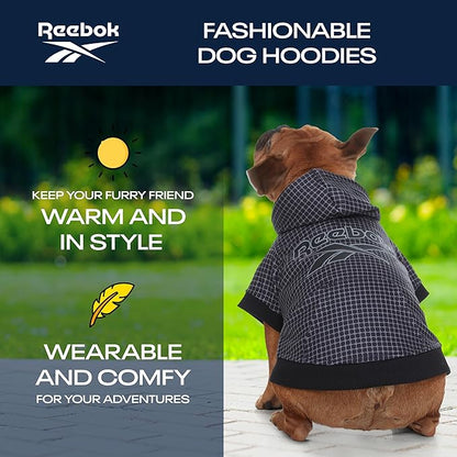 Reebok Dog Hoodie – Fleece Dog Sweater with Leash Hole, Cold Winter Dog Sweatshirt for Small Medium and Large Dogs, Premium Dog Fall Sweater Pullover Hoodie, Cozy Warm Perfect Dog Christmas Outfit