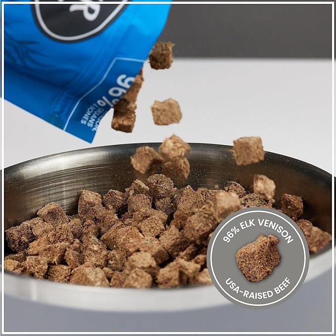 Muenster Freeze Dried Dog Food Topper Bites (5oz) - Farmhaus Elk Freeze Dried Raw Dog Food w/Organic Minerals - Elk & Organ Meats Meal Toppers for Dogs - Freeze Dried Dog Treats for Training