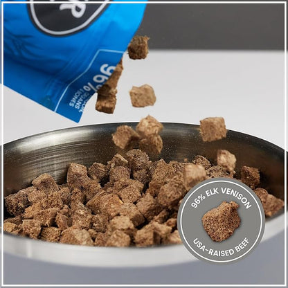 Muenster Freeze Dried Dog Food Topper Bites (5oz) - Farmhaus Elk Freeze Dried Raw Dog Food w/Organic Minerals - Elk & Organ Meats Meal Toppers for Dogs - Freeze Dried Dog Treats for Training