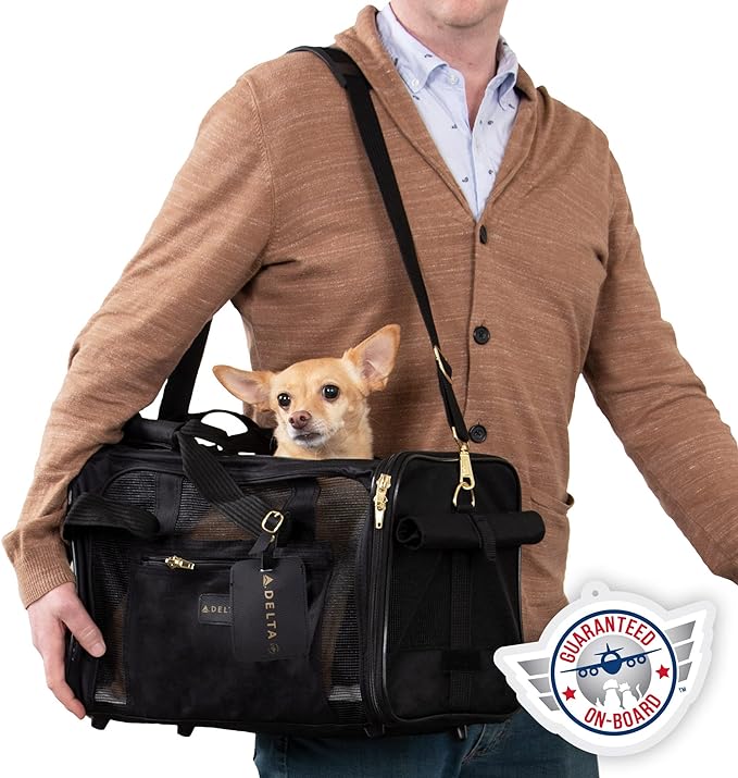 Sherpa Original Deluxe Travel Pet Carrier, Airline Approved - Charcoal Gray, Large & Delta Airlines Travel Pet Carrier, Airline Approved & Guaranteed On Board - Black, Medium