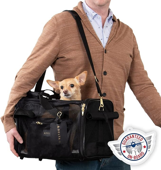 Sherpa Delta Airlines Travel Pet Carrier, Airline Approved & Guaranteed On Board - Black, Medium